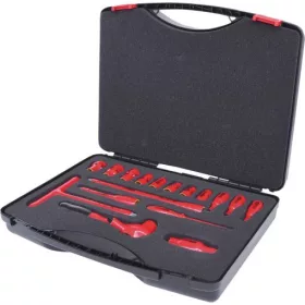   KS Tools Szigetelt dugókulcs + Rátűzőkulcs készlet, 3/8" 10-22 mm 16 részes 1000V