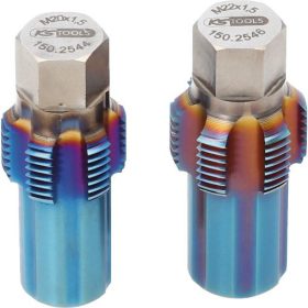  KS Tools Menetfúró készlet, lambdaszonda menethez 2 részes, M20x1,5+M22x1,5, vezetocsappal