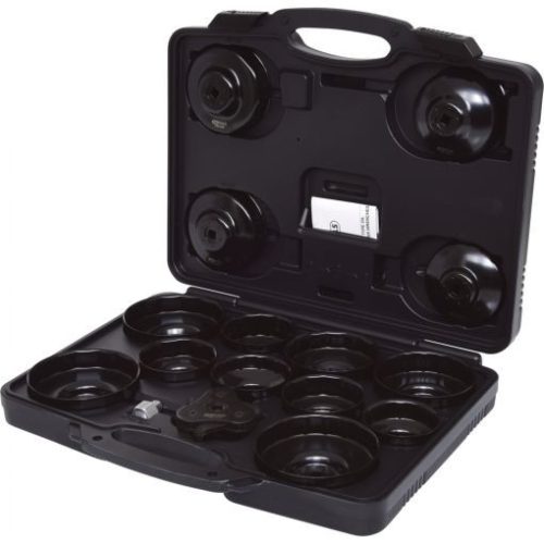 KS Tools Olajszűrő leszedő dugókulcs készlet 16 részes, 3/8", 76-108mm, 10/14/18 sarkos