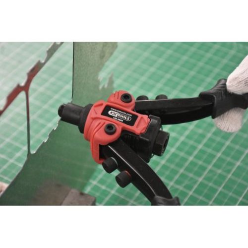 KS Tools Univerzális kézi anyaszegecselo készlet 3 az 1-ben M3,4,5,6,8,10-es behúzóval/acél 2,4-4,8/alu2,4-6,4 lemezkivágó funkcióval