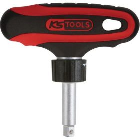   KS Tools Dugókulcs tartó, 1/4", T-nyelű, racsnis R/L 150 mm, Z=45/5°