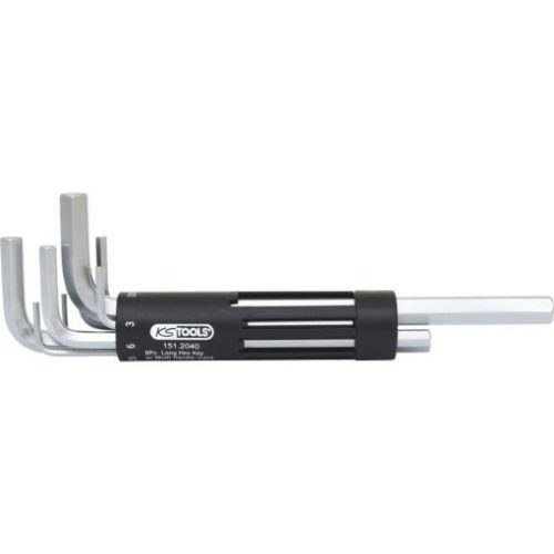 KS Tools Hatszögkulcs készlet hosszú, krómozott 2,0-10 mm  8 részes 3 az 1-ben tartó Méretek:2-2,5-3-4-5-6-8-10