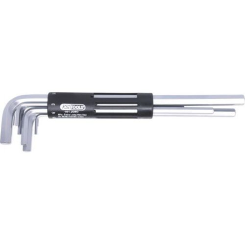 KS Tools Hatszögkulcs készlet extra hosszú, krómozott 2,0-10 mm  8 részes 3 az 1-ben tartó Méretek:2-2,5-3-4-5-6-8-10