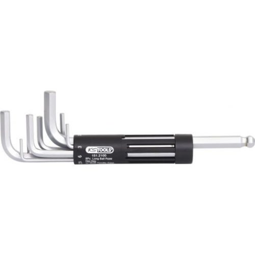 KS Tools Hatszögkulcs készlet extra hosszú, gömbvégű, króm 2,0-10 mm  8 részes 3 az 1-ben tartó Méretek:2-2,5-3-4-5-6-8-10