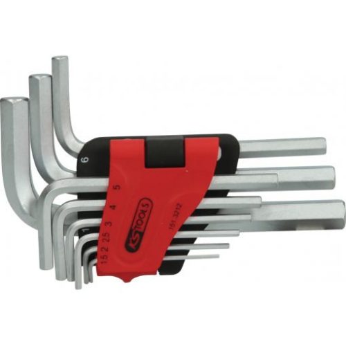 KS Tools Hatszögkulcs készlet rövid, krómozott 1,5-10 mm  9 részes, összecsukható tartó Méretek:1,5-2-2,5-3-4-5-6-8-10