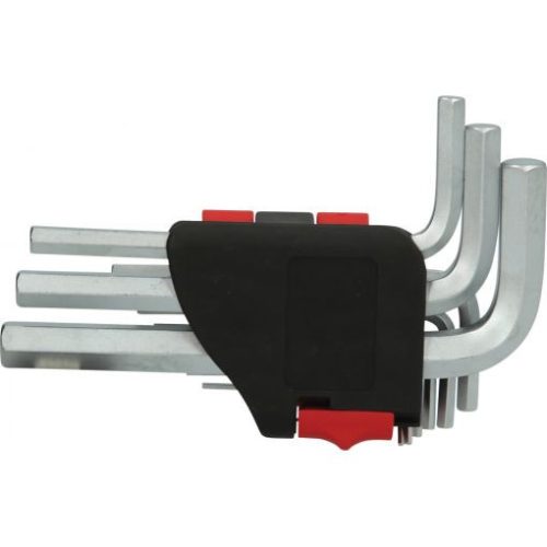 KS Tools Hatszögkulcs készlet rövid, krómozott 1,5-10 mm  9 részes, összecsukható tartó Méretek:1,5-2-2,5-3-4-5-6-8-10