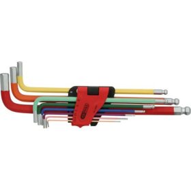   KS Tools Hatszögkulcs készlet extra hosszú gömbvégű 1,5-10 mm  9 részes színkódolt Méretek:1,5-2-2,5-3-4-5-6-8-10