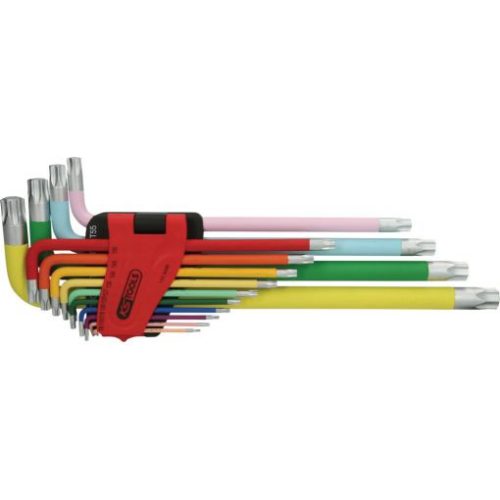KS Tools TORX kulcs készlet, extra hosszú, színkódolt TX 8-80   14 részes összecsukható tartó Méretek:TX8-10-15-20-25-27-30-40-45-50-55-60-70-80