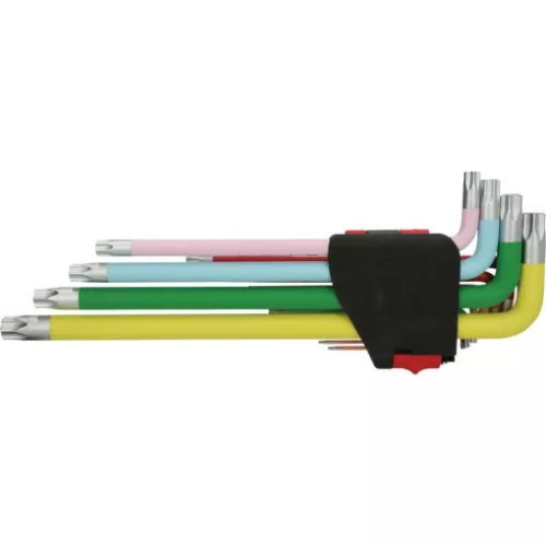 KS Tools TORX kulcs készlet, extra hosszú, színkódolt TX 8-80   14 részes összecsukható tartó Méretek:TX8-10-15-20-25-27-30-40-45-50-55-60-70-80