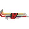 KS Tools Hatszögkulcs készlet extra hosszú, gömbvégű AF 1/16"-3/8" 9 részes, színkódolt Méretek:1/16-5/64-3/32-1/8-5/32-3/16-1/4-5/16-3/8