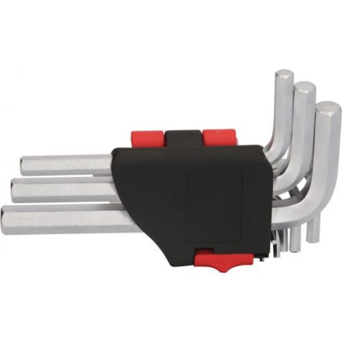 KS Tools Hatszögkulcs készlet rövid, krómozott AF 1/16"-3/8" 9 részes, összecsukható tartó Méretek:1/16-5/64-3/32-1/8-5/32-3/16-1/4-5/16-3/8