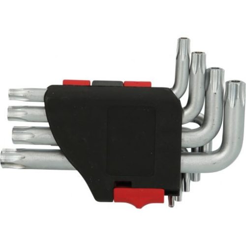 KS Tools TORX BO kulcs készlet, rövid, krómozott TX10-50 BO  9 részes összecsukható tartó Méretek:TB10-15-20-25-27-30-40-45-50