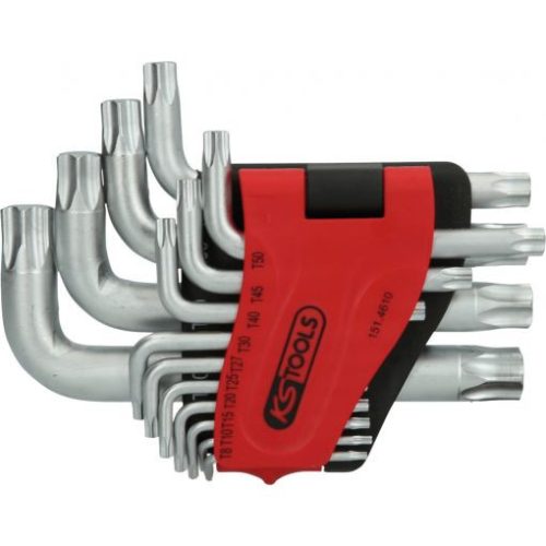 KS Tools TORX kulcs készlet, rövid, krómozott TX 8-80  14 részes összecsukható tartó Méretek:TX8-10-15-20-25-27-30-40-45-50-55-60-70-80