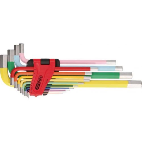KS Tools Hatszögkulcs készlet extra hosszú, színkódolt 1,5-19 mm 14 részes összecsukható tartó Méretek:1,5-2-2,5-3-4-5-6-7-8-10-12-14-17-19