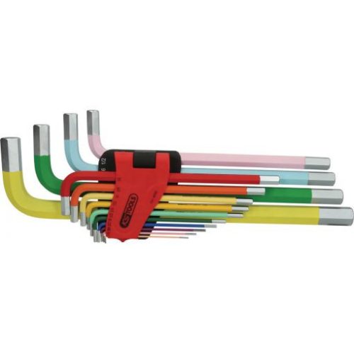 KS Tools Hatszögkulcs készlet extra hosszú, színkódolt AF 1/16"-3/4" 14 részes összecsukható tartó Méretek:1/16-5/64-3/32-1/8-5/32-3/16-7/32-1/4 5/16-3/8-1/2-9/16-5/8-3/4