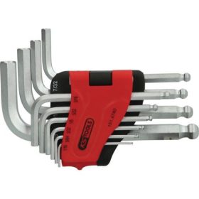   KS Tools Hatszögkulcs készlet rövid, gömbvégű AF 1/16"-3/8"  10 részes összecsukható tartó Méretek:1/16-5/64-3/32-1/8-5/32-3/16-7/32-1/4-5/16 3/8-