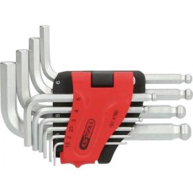   KS Tools Hatszögkulcs készlet rövid, gömbvégű, krómozott 1,5-10 mm 10 részes összecsukható tartó Méretek:1,5-2-2,5-3-4-5-6-7-8-10