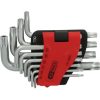 KS Tools TORX BO kulcs készlet, rövid, krómozott TX 8-50 BO  10 részes összecsukható tartó Méretek:TB8-10-15-20-25-27-30-40-45-50