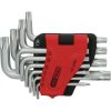 KS Tools TORX kulcs készlet, rövid, krómozott TX 8-50  10 részes összecsukható tartó Méretek:TX8-10-15-20-25-27-30-40-45-50