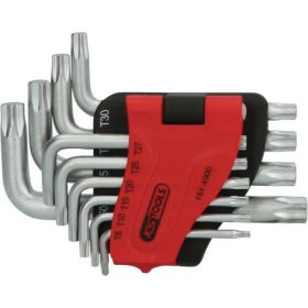   KS Tools TORX kulcs készlet, rövid, krómozott TX 8-50  10 részes összecsukható tartó Méretek:TX8-10-15-20-25-27-30-40-45-50
