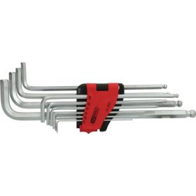   KS Tools Hatszögkulcs készlet extra hosszú, gömbvégű, króm AF 1/16"-3/8" 10 részes összecsukható tartó Méretek:1/16-5/64-3/32-1/8-5/32-3/16-7/32-1/4-5/16 3/8