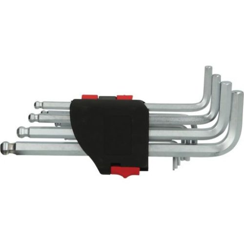 KS Tools Hatszögkulcs készlet hosszú, gömbvégű, krómozott AF 1/16"-3/8" 10 részes összecsukható tartó Méretek:1/16-5/64-3/32-1/8-5/32-3/16-7/32-1/4-5/16 3/8