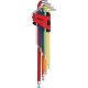 KS Tools TORX kulcs készlet, extra hosszú gömbvégű TX10-50  9 részes, színkódolt, összecsukható tartó Méretek:TX10-15-20-25-27-30-40-45-50