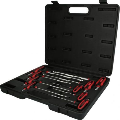 KS Tools Hatszögkulcs készlet T-nyelű, 2 végu, gömbvégű 2,0-12 mm  9 részes, Műanyag koffer Méretek:2-2,5-3-4-5-6-8-10-12