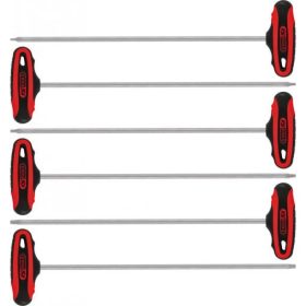   KS Tools TORX kulcs készlet, T-nyelű, extra hosszú TX10-30  6 részes L=375 mm Méretek:TX10-15-20-25-27-30