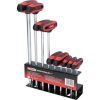 KS Tools TORX kulcs készlet, T-nyelű, fali tartóval TX10-50  9 részes Méretek:TX10-15-20-25-27-30-40-45-50