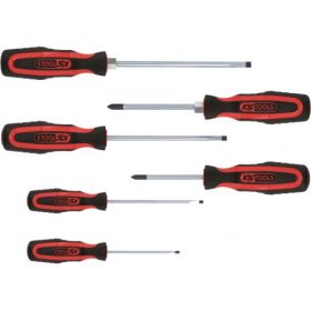   KS Tools Csavarhúzó készlet, lapos + PZ, kétkomponensű nyél 6 részes 4FL+2PZ