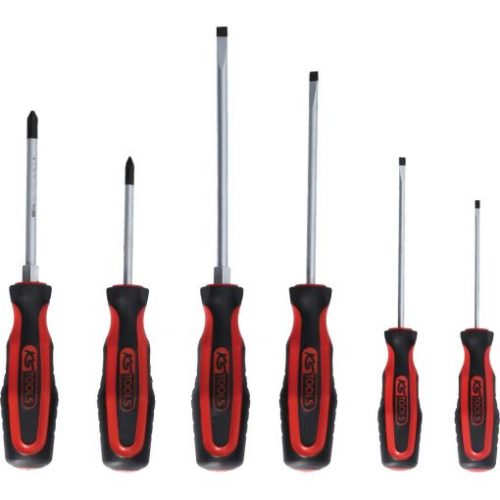 KS Tools Csavarhúzó készlet, lapos + PZ, kétkomponensű nyél 6 részes 4FL+2PZ