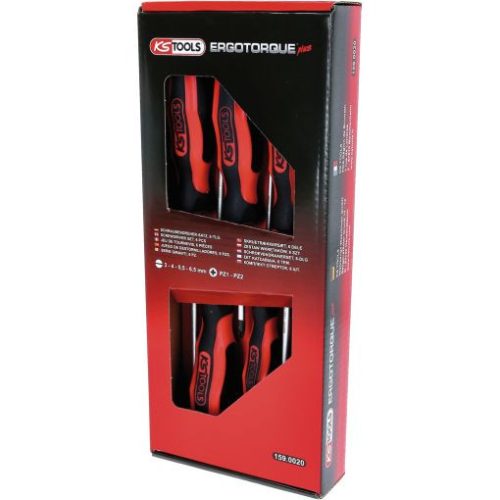 KS Tools Csavarhúzó készlet, lapos + PZ, kétkomponensű nyél 6 részes 4FL+2PZ