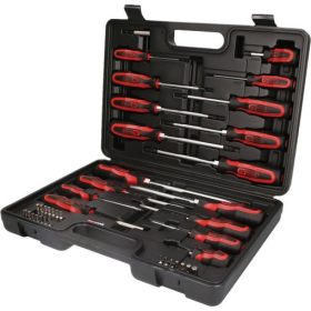   KS Tools Csavarhúzó készlet, lapos+PH+PZ+TX+BIT, kétk.nyél 39 részes 7FL+5PH+4PZ+TXBit, Műanyag dobozban ERGOTORQUEplus