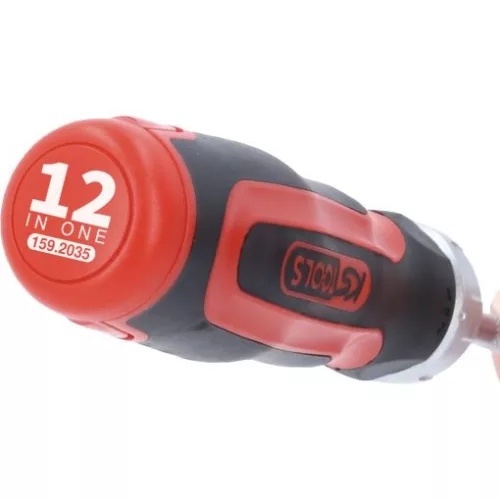 KS Tools Bit készlet, 1/4", csavarhúzó nyélben, racsnis L/R 12 részes 3FL+3PH+3TX+3SW, Z=36/10°