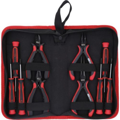 KS Tools Elektronikai fogó és csavarhúzó klt. 10 részes, 4db fogó+6db csavarhúzó