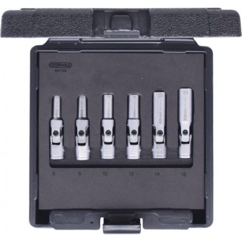 KS Tools Gyertyakulcs készlet, 3/8", ( Műanyag koffer ) 6 részes,  8-9-10-12-14-16