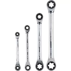   KS Tools Csillagkulcs készlet, racsnis, TORX-E E 6-E24  4 részes, Z=72, 5°-os