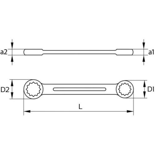 KS Tools Csillagkulcs racsnis, egyenes, 4 az 1-ben 30x36-32x34 mm, 12 szögu