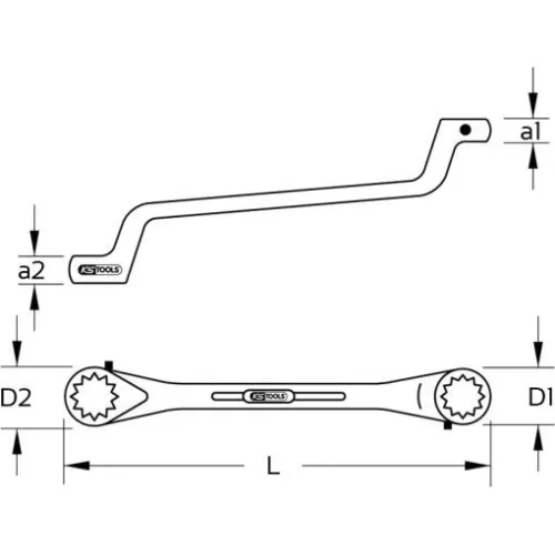 KS Tools Csillagkulcs racsnis hajlított, irányváltós 14x15 mm, Z=72, 5°-os
