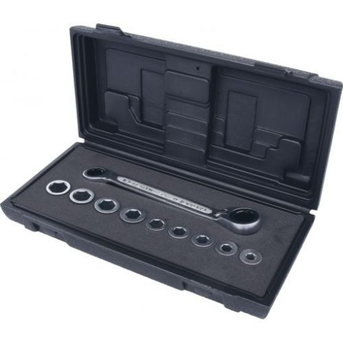 KS Tools Csillagkulcs készlet, racsnis, adapteres Hatszög 8-17 mm 10 részes, 6 szögu