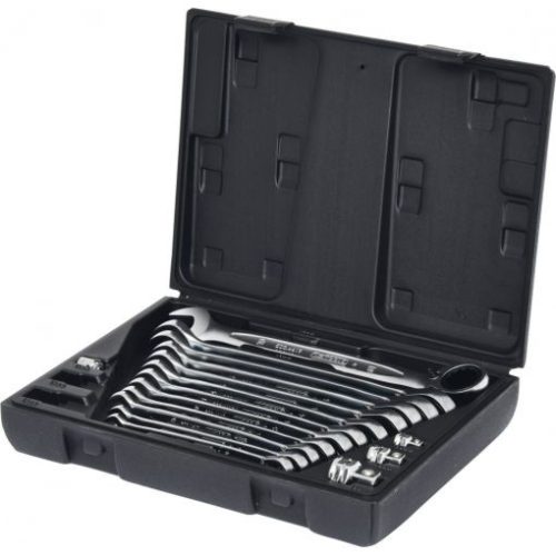 KS Tools Csillag-villáskulcs racsnis készlet ( műanyag kofferben 8-19 mm 16 részes, irányváltós + adapter