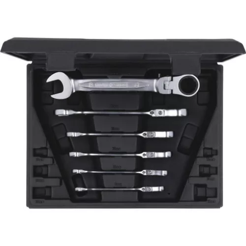 KS Tools Csillag-villáskulcs racsnis készlet ( koffer ) 8-19 mm  6 részes, csuklós