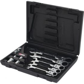   KS Tools Csillag-villáskulcs racsnis készlet ( koffer ) 8-19 mm 12 részes, csuklós + adapter