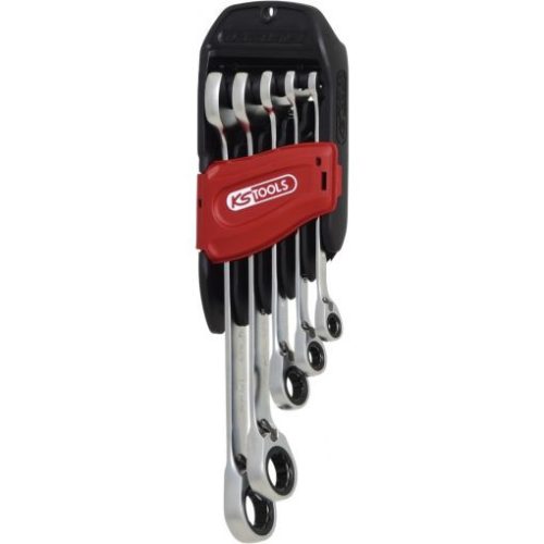 KS Tools Csillag-villáskulcs racsnis készlet ( műa. tartó ) 8-19 mm  5 részes, irányváltós