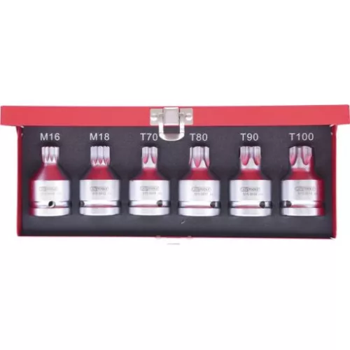KS Tools Rátűzőkulcs készlet 3/4" XZN+TORX ( fém kazetta ) M16+18/TX70-100 6 részes L= 60 mm