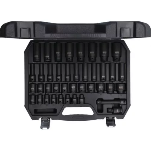 KS Tools Dugókulcs készlet 1/2" gépi, R/H (Műanyag koffer) 9-30 mm 40 részes, 6 szög Méretek:9-10-11-12-13-14-15-16-17-18-19-20-21-22 23-24-26-27-30mm