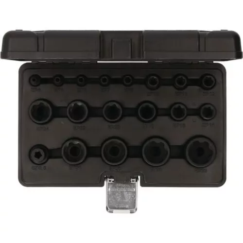 KS Tools Dugókulcs készlet, gépi 1/4"+ 3/8"+1/2 TORX-E-PLUS EPL 4-32 19 részes