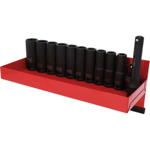 KS Tools Dugókulcs készlet 1/2" gépi, hosszú (fém kazetta) 12-22 mm 13 részes, 6 szög Méretek:12-13-14-15-16-17-18-19-21-22