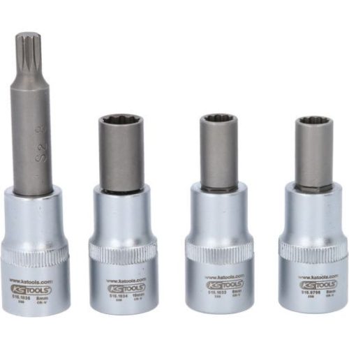 KS Tools Dugókulcs készlet 1/2" OZ- felnihez 8+10 mm  4 részes, 12 szög
